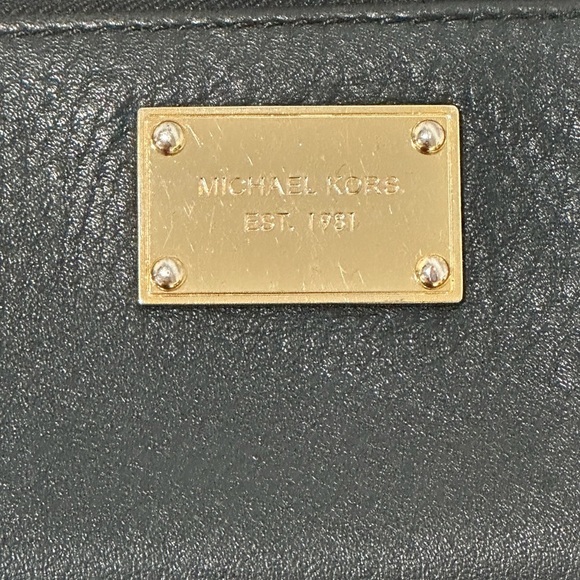 Michael Kors Black Leather Zip Wallet with Gold Hardware - Picture 5 of 6